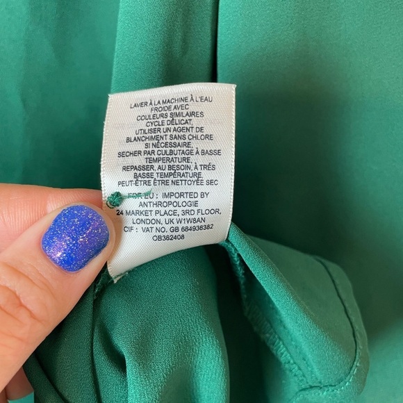 Anthropologie HD in Paris Cutout 3/4 Sleeve Blouse Green Women’s Size 0 - Picture 7 of 10